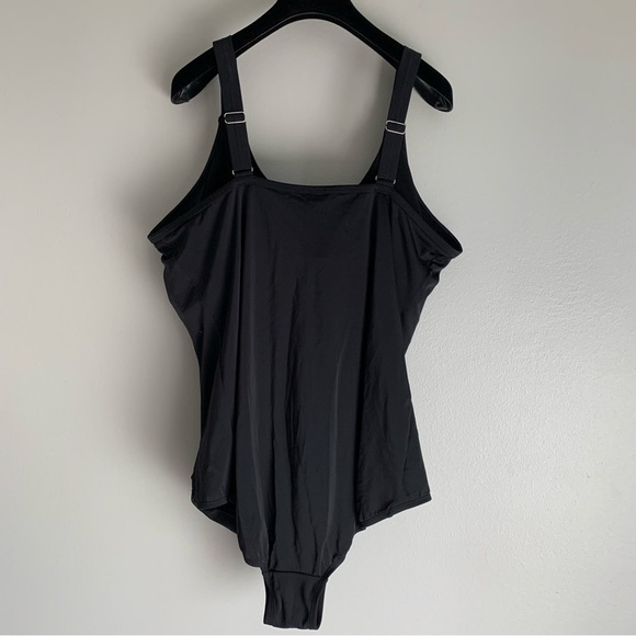 NWT Swimsuits for All fringe ruched one piece swimsuit black size 28 - Picture 3 of 8